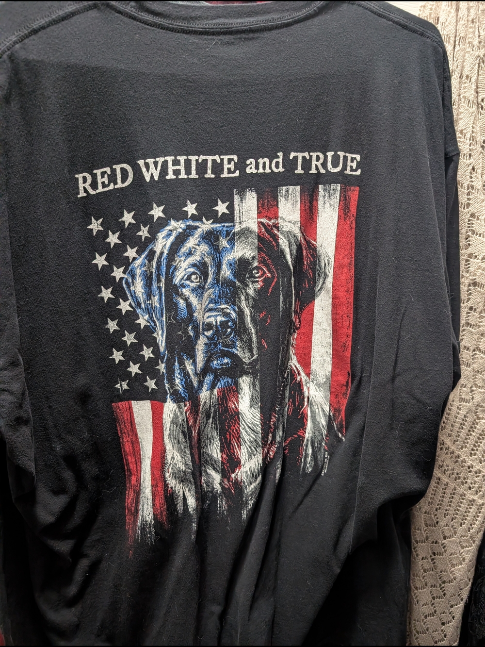 Patriotic Dog Graphic Short Sleeve Tee - Black